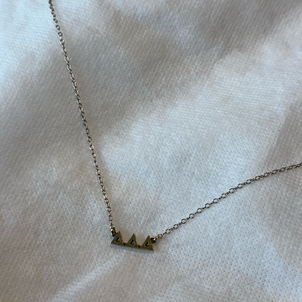 Delta Delta Delta (Tri Delt) Gold Necklace Dipped… - image 2